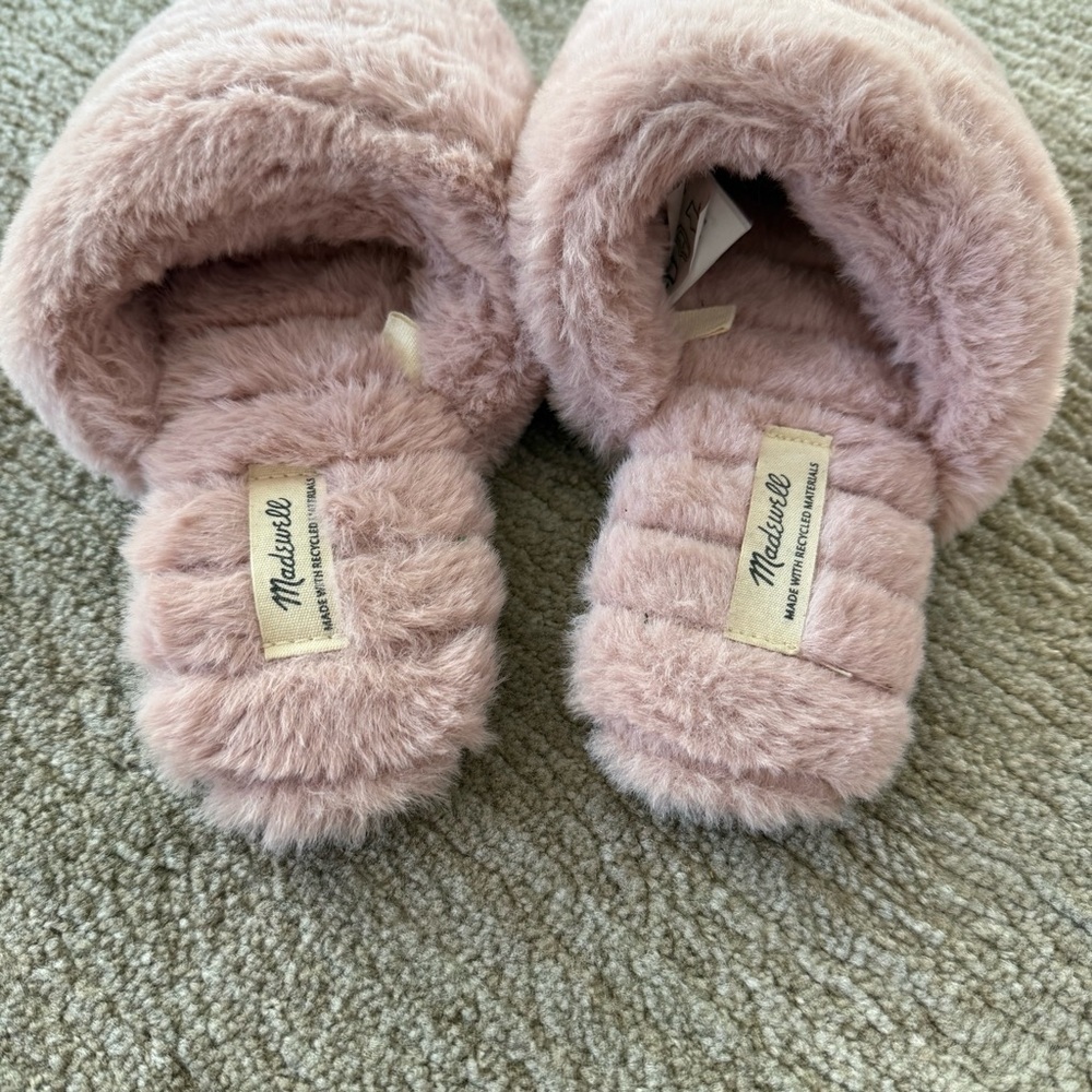 Madewell • Quilted Scuff Slippers in Recycled Faux Fur Size 6. like new - Picture 10 of 13